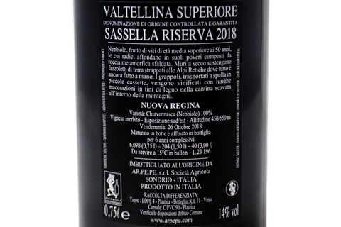 VALTELLINA SUPERIORE RISERVA DOCG SASSELLA NEBBIOLO "NUOVA REGINA" 2018 - ARPEPE