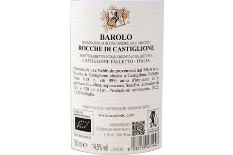 BAROLO DOCG BIOLOGICO "ROCCHE DI CASTIGLIONE" 2022 - CAVALLOTTO