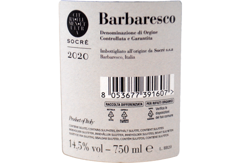 BARBARESCO DOCG 2020  - SOCRÉ
