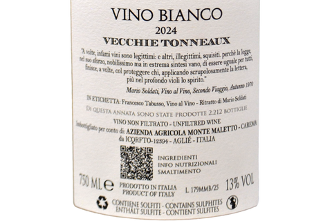 VINO BIANCO 100% ERBALUCE DI CALUSO "VECCHIE TONNEAUX" 2024 - MONTE MALETTO