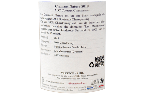 COTEAUX CHAMPENOIS BLANC DE BLANCS CRAMANT NATURE 2018 - BONNAIRE