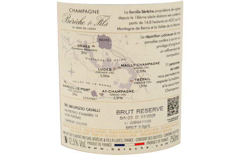CHAMPAGNE BRUT RESERVE "VIEILLES VIGNES - CUVÉE NON FILTRÉE" - BÉRECHE & FILS