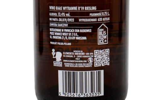 POLONIA WINOBLISKO MALOPOLSKI PRZELOM WISLY RIESLING 2019 - DOM BLISKOWICE
