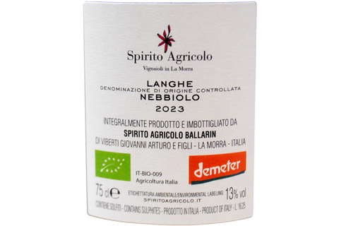 LANGHE NEBBIOLO DOC "VITI SCIOLTE" 2023 - SPIRITO AGRICOLO BALLARIN