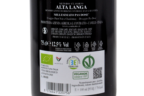 ALTA LANGA BIO DOCG PAS DOSE' MILLESIMATO 2021  - CONTRATTO