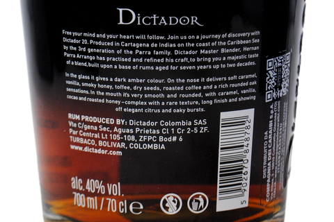 RON COLOMBIANO 20 YO "RESERVA ICONICA" - DICTADOR COLOMBIA