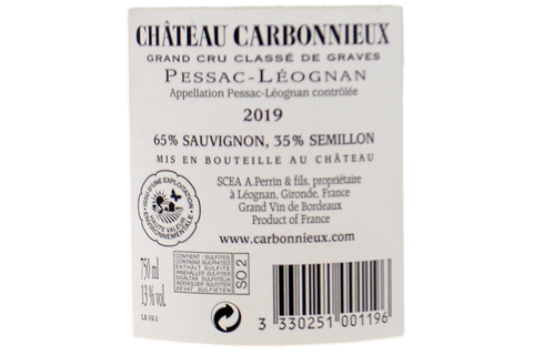 PESSAC LEOGNAN BLANC CLASSE GRAND CRU GRAVES 2019 - CHATEAU CARBONNIEUX