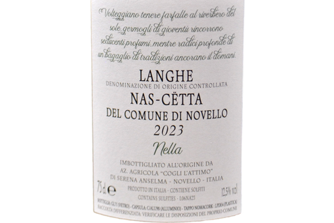 LANGHE NAS-CETTA DOC DEL COMUNE DI NOVELLO "NELLA" 2023 - COGLI L'ATTIMO