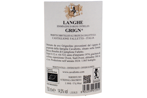 LANGHE DOC BIO "GRIGN" 2024 - CAVALLOTTO