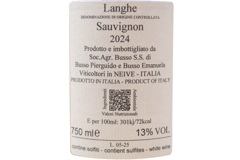 LANGHE SAUVIGNON DOC "ARBÉ" 2024 - PIERO BUSSO