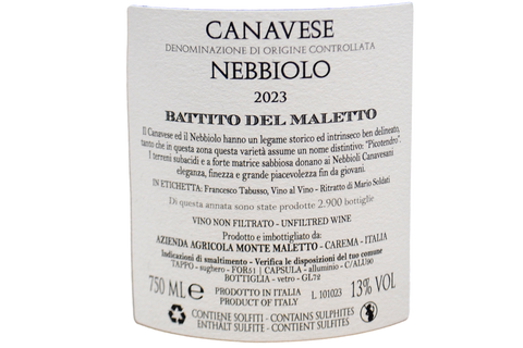 CANAVESE NEBBIOLO DOC "BATTITO DEL MALETTO" 2023 - MONTE MALETTO