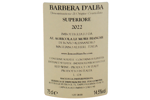 BARBERA D'ALBA SUPERIORE DOC 2022 - LE MORE BIANCHE