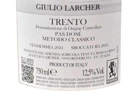 TRENTO DOC BLANC DE BLANCS PAS DOSE' 2021 - GIULIO LARCHER - TENUTA MASO CORNO