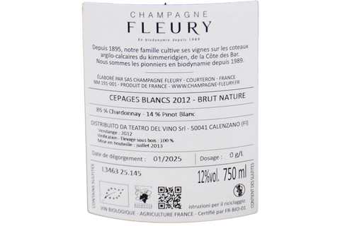 CHAMPAGNE BRUT NATURE BLANC DE BLANCS "CÉPAGES BLANC" 2012 - FLEURY
