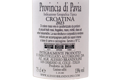 PROVINCIA DI PAVIA IGT CROATINA "IL SOFFIO" 2023 - ALESSIO BRANDOLINI