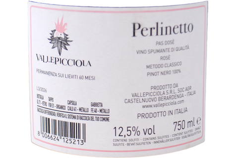 METODO CLASSICO ROSÉ DE NOIRS 60 MESI PAS DOSÉ "PERLINETTO" - VALLEPICCIOLA