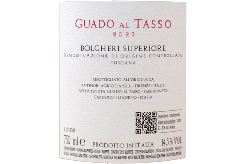 BOLGHERI DOC SUPERIORE "GUADO AL TASSO" 2023 - TENUTA GUADO AL TASSO-ANTINORI (Copia)