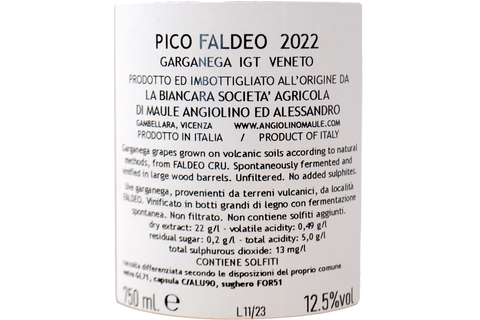 GARGANEGA IGT VENETO "PICO - FALDEO" 2022 - LA BIANCARA - ANGIOLINO MAULE