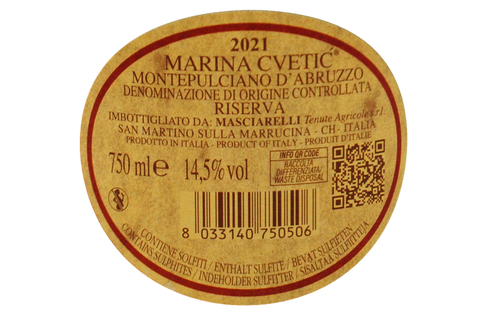 MONTEPULCIANO D'ABRUZZO RÉSERVE DOC 2016 - MARINA CVETIC