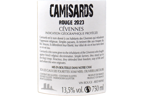 CÉVENNES ROUGE IGP "CAMISARDS" 2023 - CÉVENNES
