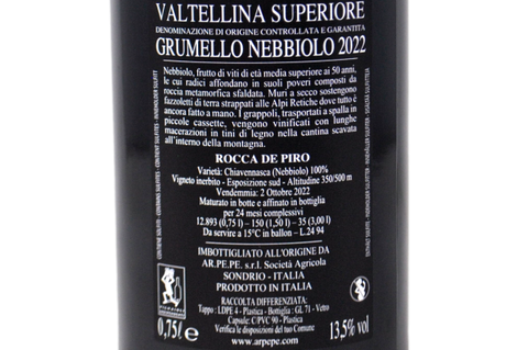 TERRASSES RHAETIQUES DE SONDRIO IGT NEBBIOLO "IL PETTIROSSO" 1999 - ARPEPE