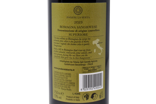 ROMAGNA SANGIOVESE SUPERIORE DOC 2023 - PODERE LA BERTA