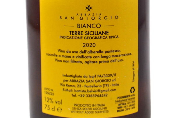 TERRE SICILIANE IGT BIANCO NON FILTRATO "JOE PESK" 2020 - ABBAZIA SAN GIORGIO