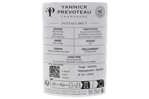 CHAMPAGNE BRUT "INITYALE" - YANNICK PREVOTEAU