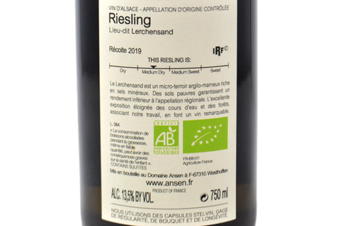 ALSACE RIESLING LIEU-DIT LERCHENSAND BIO 2019 - DOMAINE ANSEN