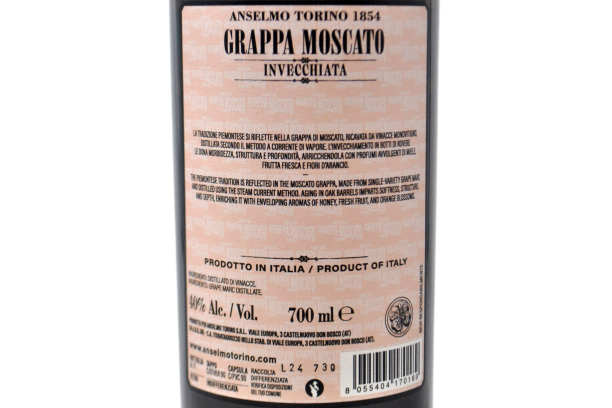 GRAPPA DI MOSCATO INVECCHIATA - ANSELMO TORINO 1854
