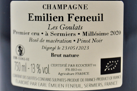 CHAMPAGNE BIO PREMIER CRU À SERMIERS ROSÉ DE MACÉRATION DOSAGE ZERO "LES GOULATS" 2020 - ÉMILIEN FENEUIL