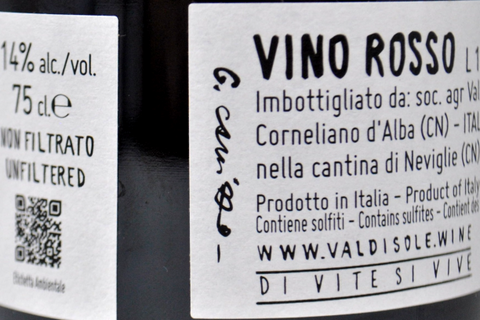 VINO ROSSO NON FILTRATO 100% NEBBIOLO "AMOS" 2022 - VALDISOLE
