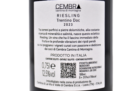 TRENTINO DOC RIESLING 2023 - CEMBRA CANTINA DI MONTAGNA