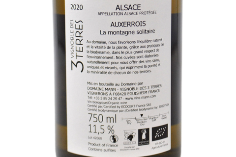ALSACE AUXERROIS BIODINAMICO "LA MONTAGNE SOLITAIRE" 2020 - DOMAINE MANN
