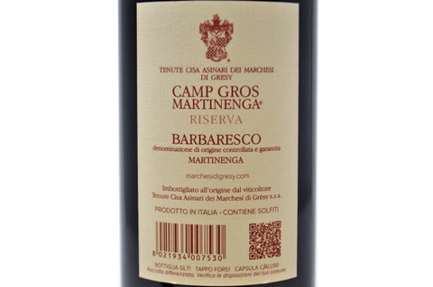 BARBARESCO DOCG RISERVA "CAMP GROS MARTINENGA" 2018 - MARCHESI DI GRESY
