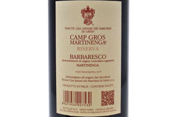 BARBARESCO DOCG RISERVA "CAMP GROS MARTINENGA" 2018 - MARCHESI DI GRESY