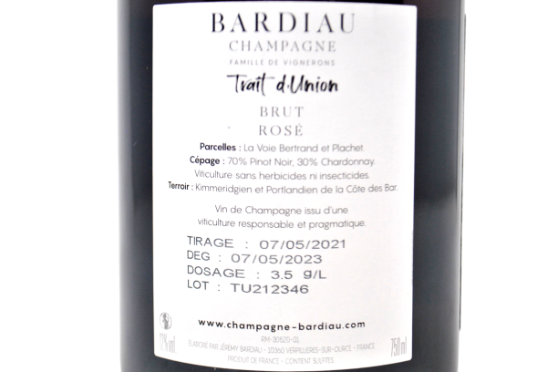 CHAMPAGNE BLANC DE NOIRS EXTRA BRUT ROSÉ BI-PARCELLAIRES "TRAIT D'UNION" - BARDIAU