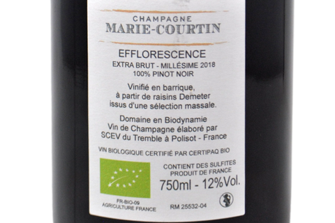 CHAMPAGNE EXTRA BRUT BLANC DE NOIRS "EFFLORESCENCE" 2018 - CHAMPAGNE MARIE-COURTIN