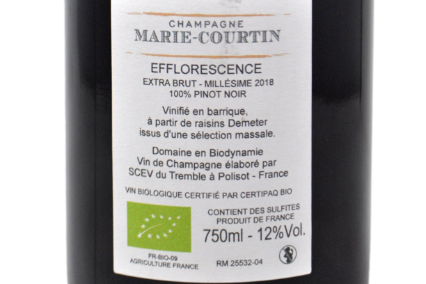 CHAMPAGNE EXTRA BRUT BLANC DE NOIRS "EFFLORESCENCE" 2018 - CHAMPAGNE MARIE-COURTIN