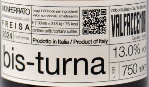 MONFERRATO FREISA DOC BIO "BIS-TURNA" 2024 - VALFACCENDA