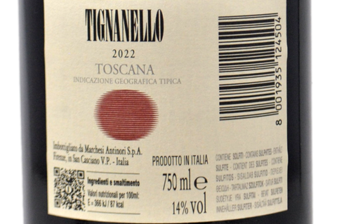 TOSCANA ROSSO IGT "TIGNANELLO" 2022 - ANTINORI
