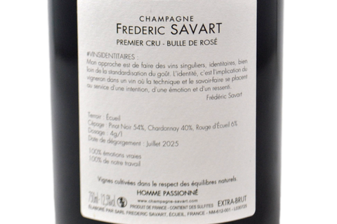 CHAMPAGNE PREMIER CRU EXTRA BRUT VIEILLES VIGNES "BULLE DE ROSÉ" - FREDERIC SAVART