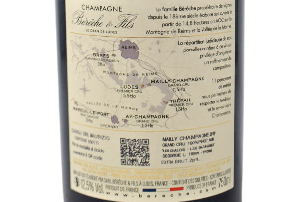 CHAMPAGNE GRAND CRU BLANC DE NOIRS EXTRA BRUT "MAILLY - CHAMPAGNE" 2019 - BERECHE & FILS