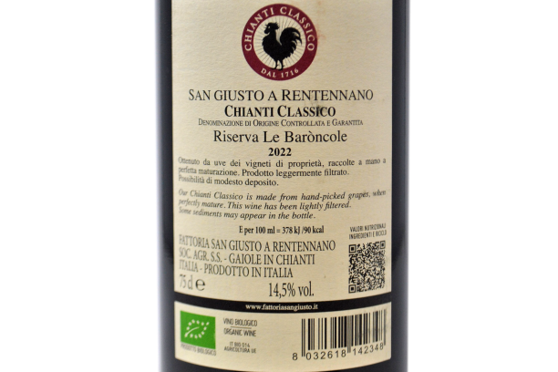 CHIANTI CLASSICO DOCG RISERVA "LE BARONCOLE" 2022 - SAN GIUSTO A RENTENNANO