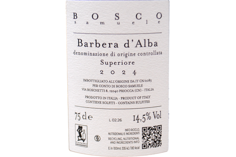 BARBERA D'ALBA SUPERIORE DOC 2024 - AZIENDA AGRICOLA SAMUELE BOSCO