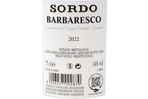 BARBARESCO DOCG 2022 - SORDO