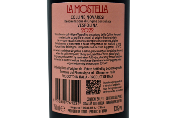 COLLINE NOVARESI VESPOLINA DOC "LA MOSTELLA" 2022 - TORRACCIA DEL PIANTAVIGNA