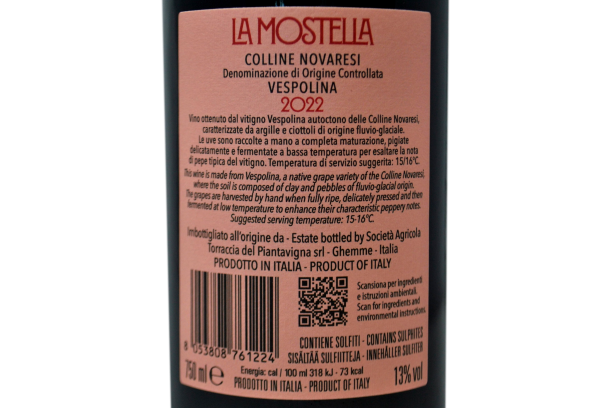 COLLINE NOVARESI VESPOLINA DOC "LA MOSTELLA" 2022 - TORRACCIA DEL PIANTAVIGNA