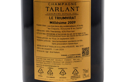 CHAMPAGNE BRUT NATURE "LE TRIUMVIRAT" 2009 - TARLANT