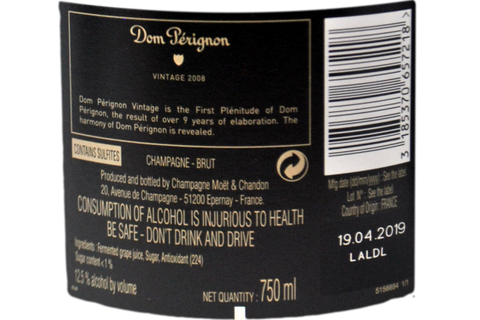 CHAMPAGNE DOM PÉRIGNON VINTAGE 2008 ASTUCCIATO - DOM PERIGNON MOET CHANDON
